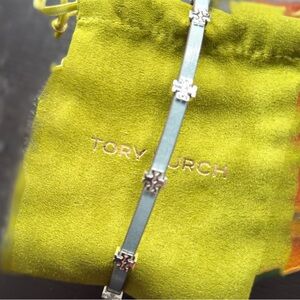 PRICE SLASH!!! Tory Burch Silver and blue leather magnetic clasp Bracelet!
